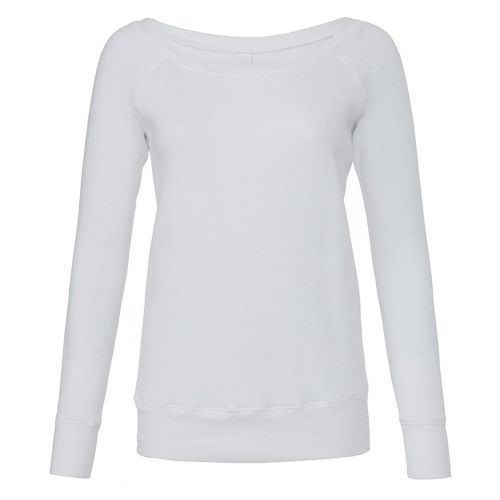 Bella Canvas Sponge Fleece Wide Neck Sweatshirt Solid White Triblend
